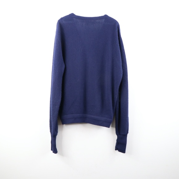 Vintage 70s Rockabilly Knit Cardigan Sweater Blue - Picture 6 of 8